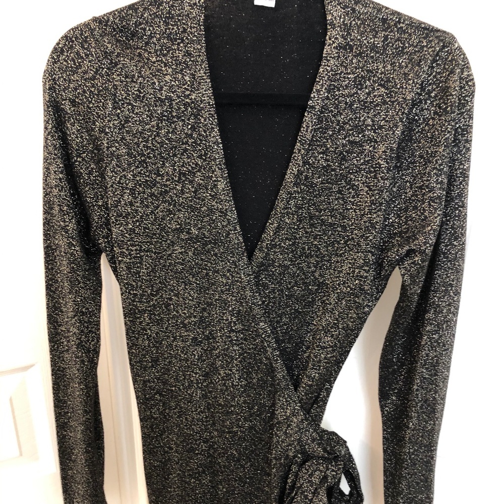 DVF Diane von Furstenberg Metallic Wrap Dress EUC